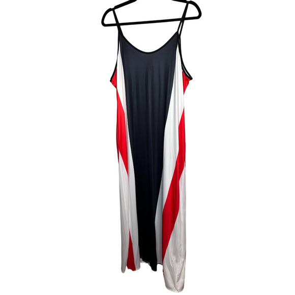 Red Black White Light Weight Summer Maxi Dress or Swim Cover SZL Pockets Beachy - Picture 3 of 5